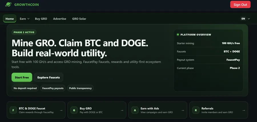 GRO Miner screenshot