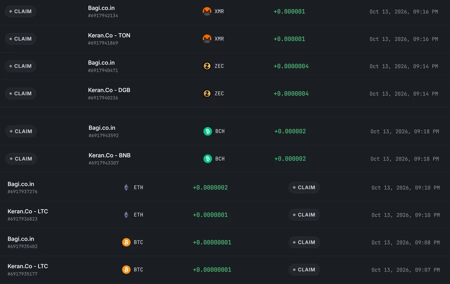 Bagi payout history from my account