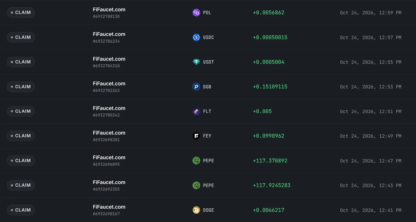FiFaucet payout history from my account