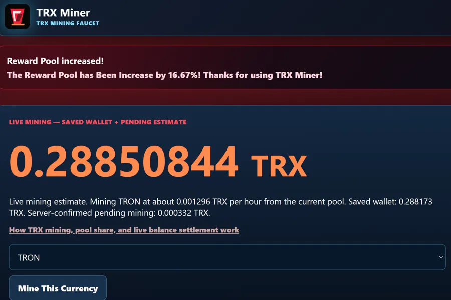 TRX Miner screenshot